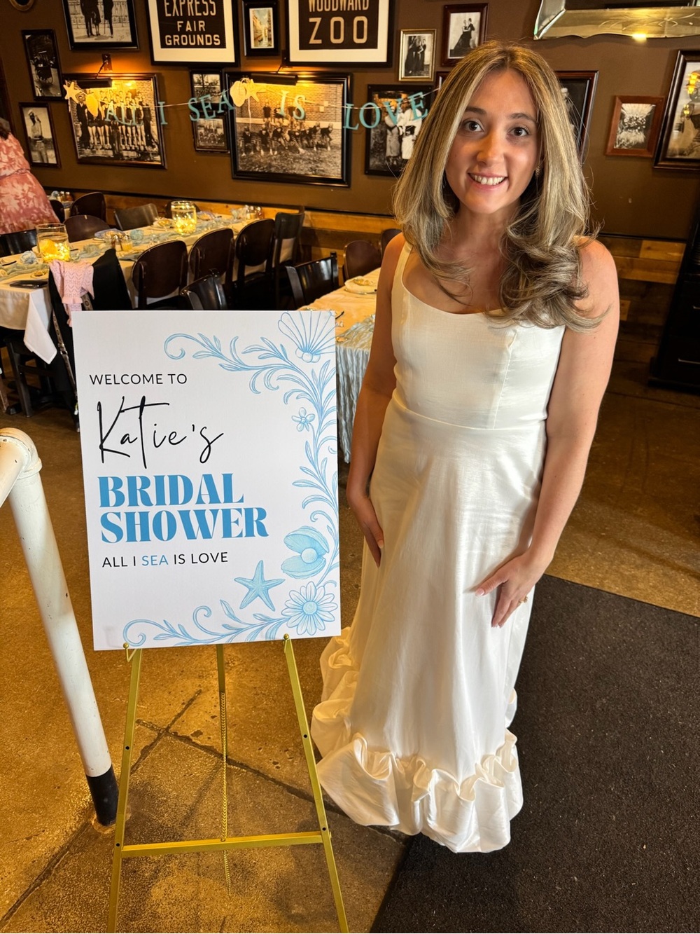 Show Me Your Mumu Ivory Satin Dress with Label Detail